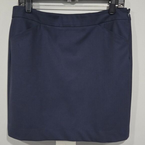 🐢 Theory Navy Wool Mini Skirt.  With pockets. Size 10 - Picture 1 of 13